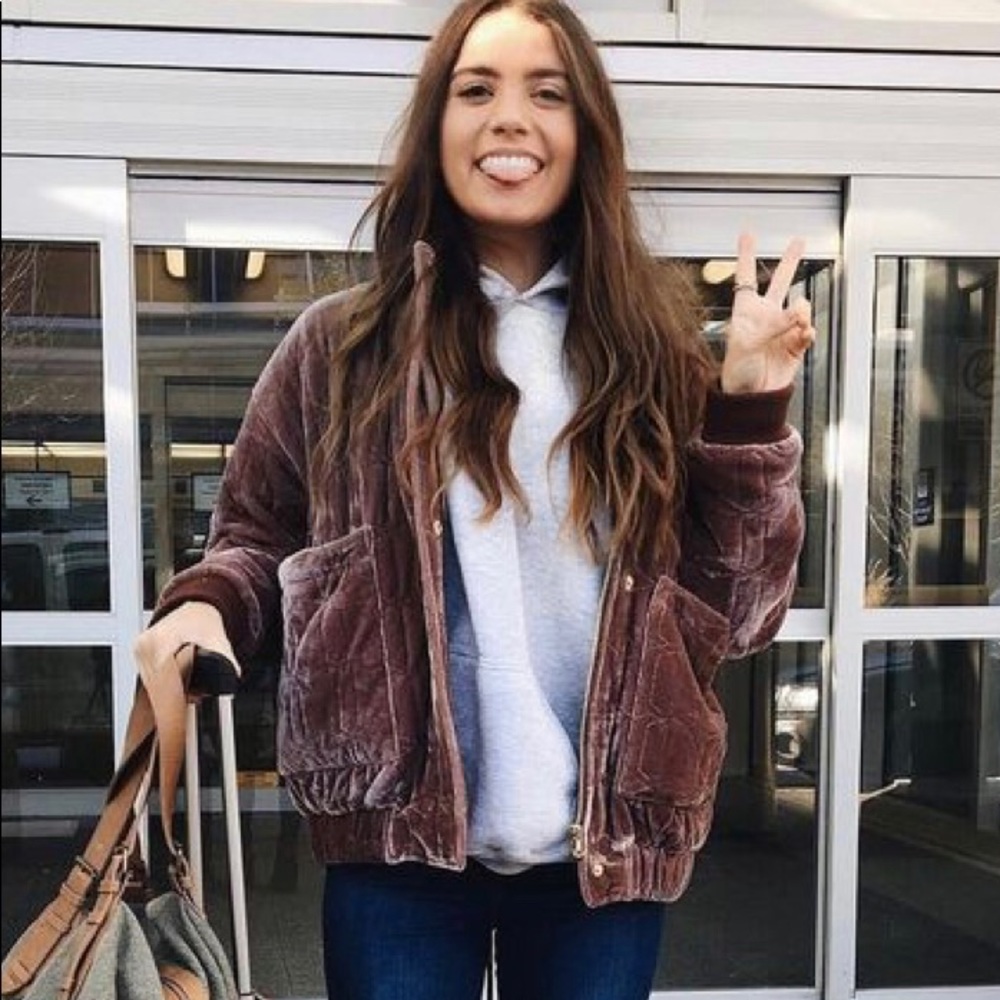 Quilted velvet bomber